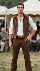 Southern European In Mid 30s In Rock Roll Costume