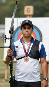 Archery Competition Archer Wearing Quiver Standing Tall