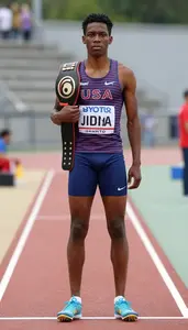 Athletics Jumper Wearing Running Shoes Standing Tall Wearing