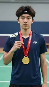 Badminton Aggressor Wearing Headband Standing Tall