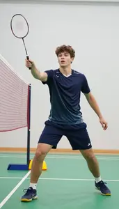 Badminton Doubles Player Wearing Shorts Explosive Driving