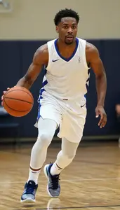 Basketball Power Forward Wearing Compression Wear Determined