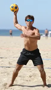 Beach Handball Field Player Wearing Shorts Dynamic Catching