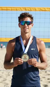 Beach Volleyball Spiker Wearing Sunscreen Standing