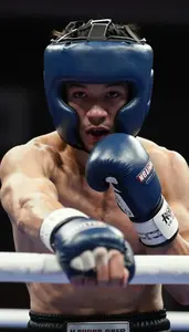 Boxing Heavyweight Wearing Hand Wraps Alert Footwork