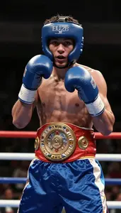 Boxing Lightweight Wearing Shorts Alert Bobbing Parry In