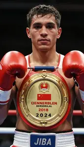 Boxing Lightweight Wearing Boxing Gloves Displaying Holding