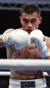 Boxing Lightweight Wearing Hand Wraps Intense Blocking