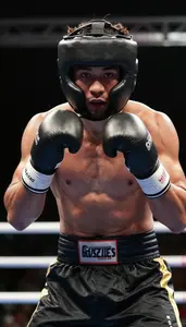 Boxing Middleweight Wearing Hand Wraps Focused Footwork Slip