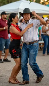 Cajun Dancer In Casual Attire And Two Step Style Moving With