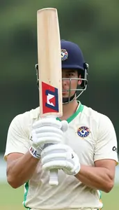Cricket Middle Order Batsman Wearing Arm Guard Concentrated