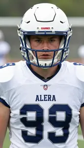 Football Linebacker Wearing Football Jersey Alert Running