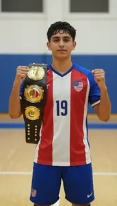 Futsal Winger Wearing Futsal Jersey Celebrating Standing
