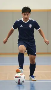 Futsal Winger Wearing Shin Guards Quick Wall Pass Step Over