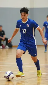 Futsal Winger Wearing Shorts Precise Shooting Step Over In