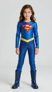 Girl Superhero Sapphire Suit With Ripple Patterns Deep Sea