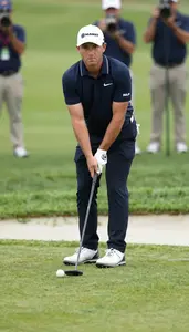Golf Tournament Golfer Wearing Golf Shoes Precise Putting