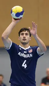Handball Back Court Player Wearing Handball Jersey Focused