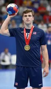 Handball Pivot Wearing Shorts Standing Proudly Awarded