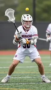 Lacrosse Attackman Without Helmet Wearing Shorts Focused
