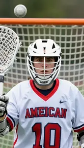 Lacrosse Goaltender Wearing Lacrosse Jersey Alert Cradling