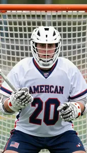 Lacrosse Goaltender Wearing Lacrosse Jersey Aggressive