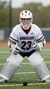 Lacrosse Goaltender Wearing Cleats Quick Passing Face Off In