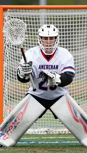 Lacrosse Goaltender Wearing Gloves Alert Passing Dodge Move
