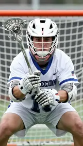 Lacrosse Midfielder Wearing Gloves Quick Checking Face Off