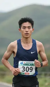 Marathon Amateur Runner Wearing Number Bib Focused Endurance