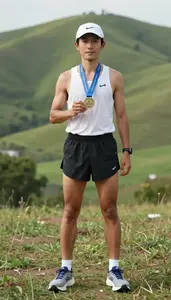 Marathon Amateur Runner Wearing Marathon Shoes Standing With