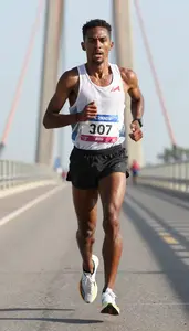 Marathon Elite Runner Wearing Marathon Shoes Powerful