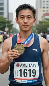 Marathon Pace Runner Wearing Number Bib Posing Displaying