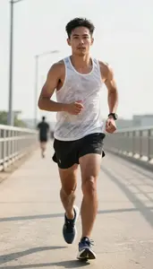 Marathon Recreational Runner Wearing Running Shorts Steady