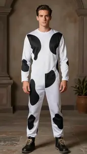 Mediterranean In Early 20s In Bold Cow Costume