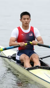 Rowing Coxswain Wearing Life Vest Coordinated Rowing Catch