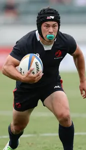 Rugby Sevens Center Wearing Mouthguard Aggressive Evading