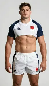 Rugby Sevens Prop Wearing Rugby Shorts Standing Tall