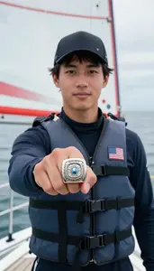 Sailing Crew Member Wearing Life Jacket Standing