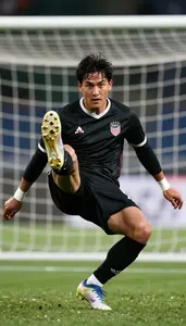 Soccer Defender Wearing Cleats Powerful Shooting Volley In