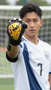 Soccer Midfielder Wearing Shin Guards Powerful Defending