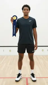 Squash All Court Player Wearing Court Shoes Posing Holding