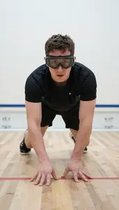 Squash Defensive Player Wearing Goggles Quick Defending Kill