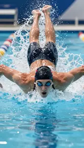 Swimming Backstroke Swimmer Wearing Swimsuit Quick