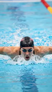 Swimming Breaststroke Swimmer Wearing Swim Cap Powerful