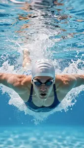 Swimming Butterfly Swimmer Wearing Swimsuit Quick Diving