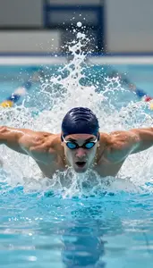 Swimming Butterfly Swimmer Wearing Hand Paddles Powerful