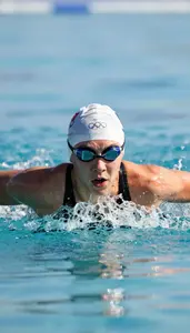 Triathlon Olympic Distance Wearing Goggles Focused