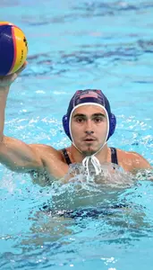 Water Polo Defender Wearing Swimsuit Quick Reacting Treading