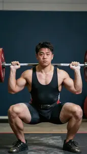 Weightlifting Powerlifter Wearing Singlet Determined